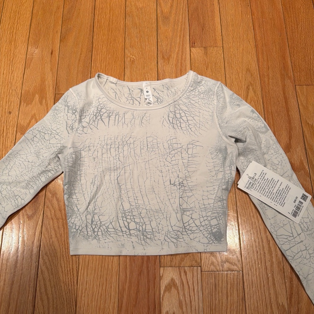 NWT Lululemon Wunder Train Long Sleeve | Tie Dye | White Grey | Size 2 | Crop